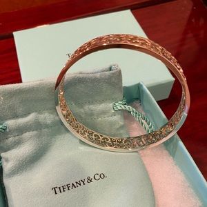Tiffany & Co 8” Silver Scroll Bangle Bracelet